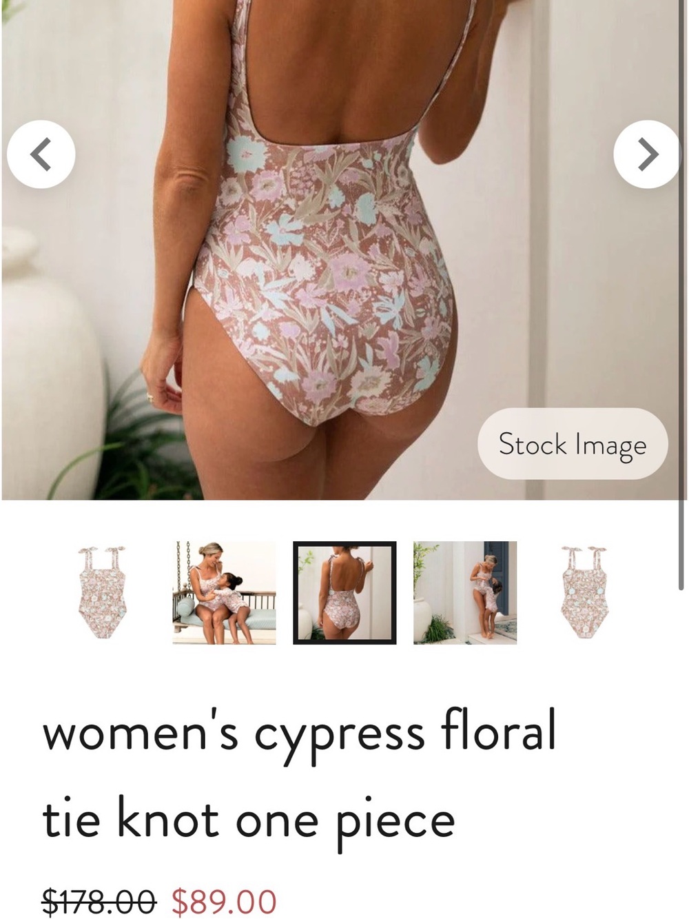 Floral Tie-Shoulder One-Piece Swimsuit in Dusty Rose - Picture 5 of 5